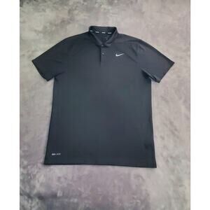 Nike Dri-Fit Size M Men’s Golf Victory Polo Shirt Short Sleeve Black Sport C24
